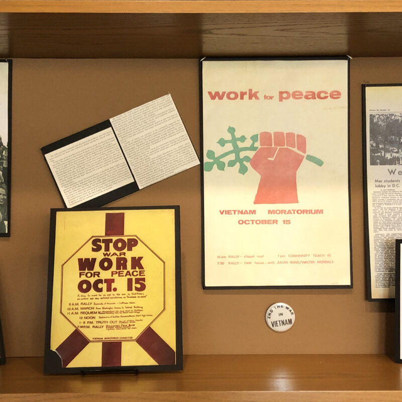Class of 1970 archives exhibit case 3 Vietnam activism